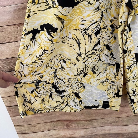 ECI Women’s New York Yellow Black Floral Print Palazzo Cropped Pants Size Small - Picture 7 of 12